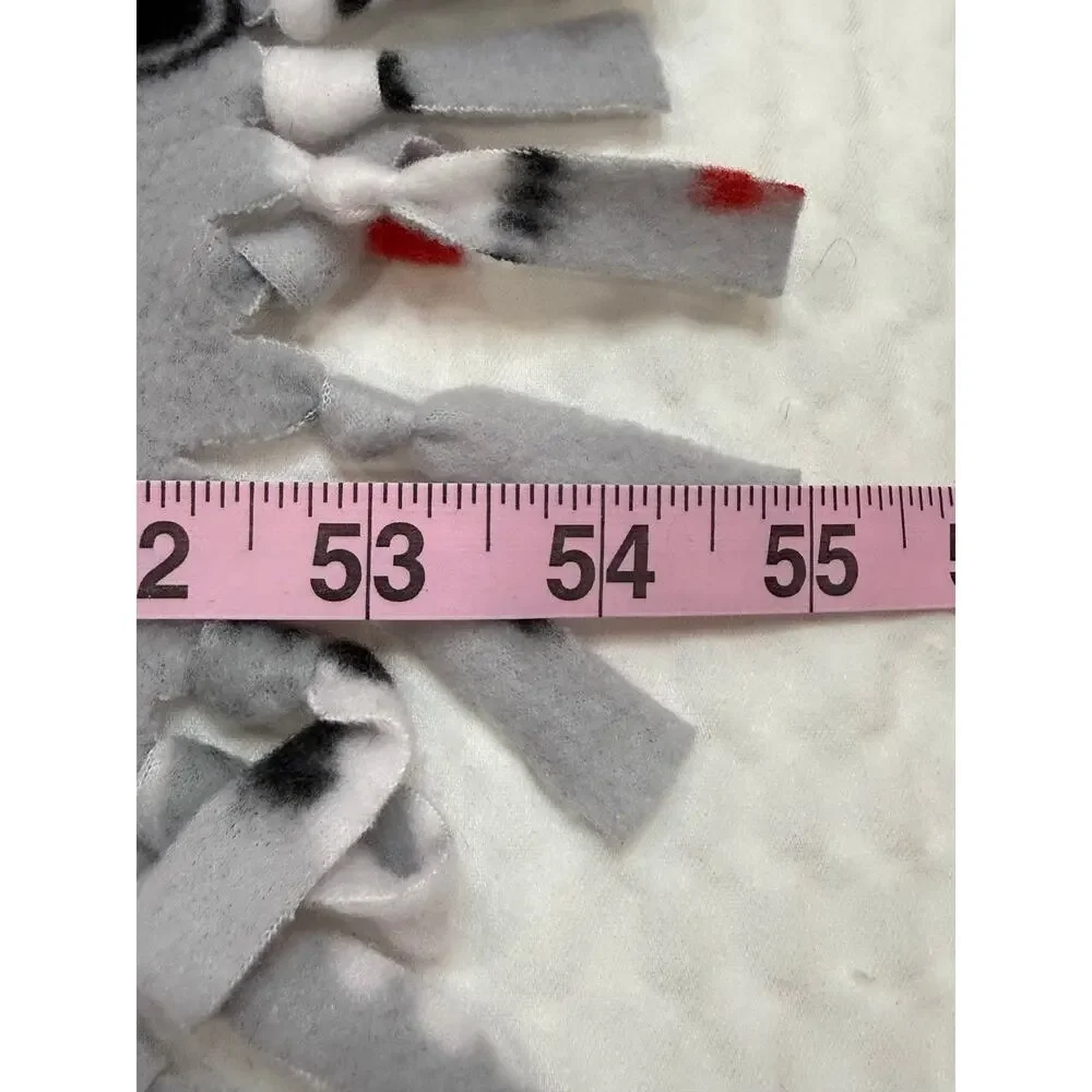 HANDMADE Dog Puppy Fleece Tie Blanket Gray Woof Paw Print Throw Pet Lover 54x52